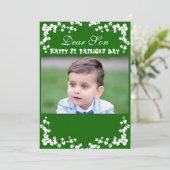 klaver St Patrick's Day Son/Grandson Foto Feestdagenkaart (Staand voorkant)