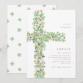 Klaver wilde bloem kruisen de doop doopsel kaart (Voorkant / Achterkant)