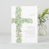 Klaver wilde bloem kruisen de doop doopsel kaart (Staand voorkant)