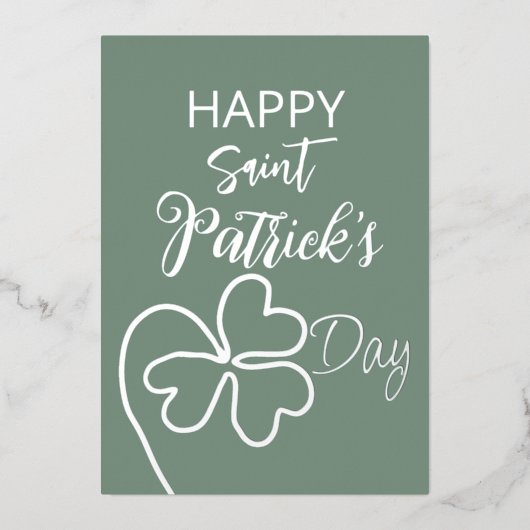 Klaverblad minimaal/Saint Patrick's Day Folie Feestdagenkaart (Voorkant)