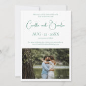 Klaverblad Smaragdgroene Foto Bewaar de Datum Save The Date (Achterkant)