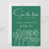 Klaverblad Smaragdgroene Foto Save The Date (Voorkant)