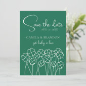 Klaverblad Smaragdgroene Foto Save The Date (Staand voorkant)