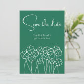 Klaverblad Smaragdgroene Moderne Trouwfeest Save The Date (Staand voorkant)