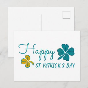 Klaverblad tekening St. Patrick`s Day Geluksbrenge Feestdagenkaart