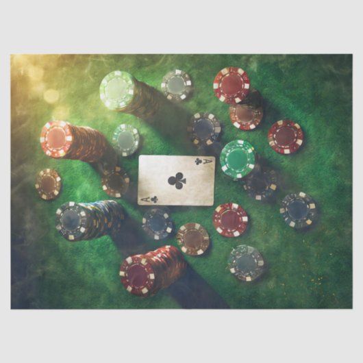 Klaverenaas & Pokerfiches, Gokken Tissuepapier (Voorkant)
