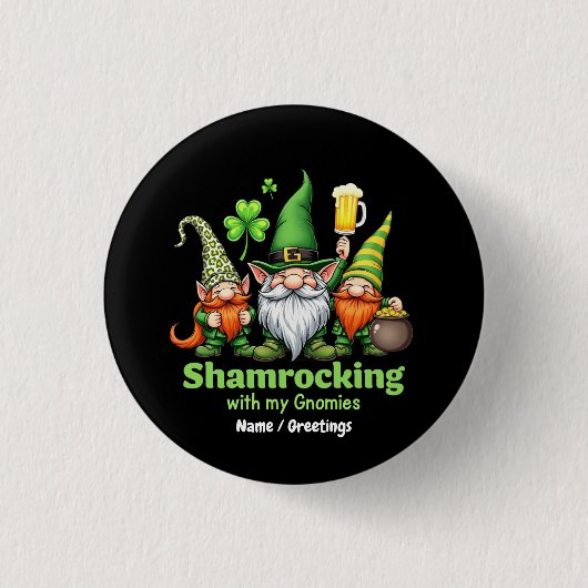 Klaverende met mijn gnomiën Grappige St. Patrick's Ronde Button 3,2 Cm (Voorkant)