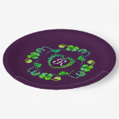 KLAVERHART,BLOEM,GROEN BLOEMEN MONOGRAM Paars Papieren Bordje (Gekanteld)