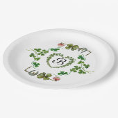 KLAVERHART, BLOEMEN, GROENE FLORALE MONOGRAM Wit Papieren Bordje (Gekanteld)