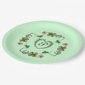 KLAVERHART,ROZE BLOEMEN,GROENE FLORALE MONOGRAM PAPIEREN BORDJE (Gekanteld)