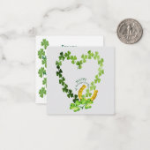 Klaverhart St. Patrick's Day Notitiekaartje (Voorkant / Achterkant in situ)