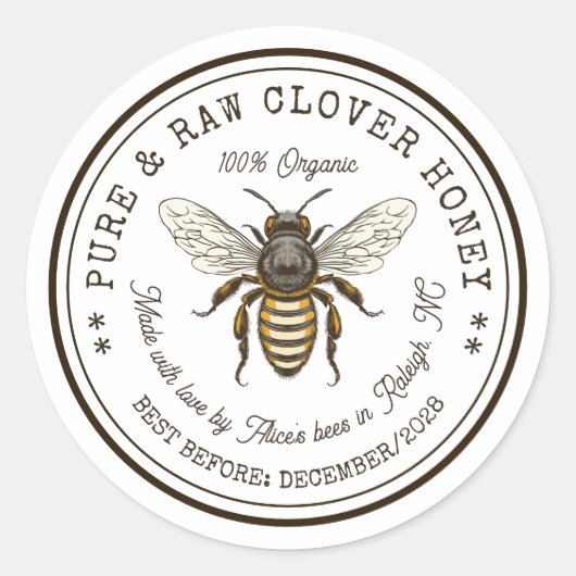 Klaverhoning inblikken sticker met  bij (Voorkant)