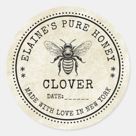 Klaverhoning  label met aangepaste kleuren (Voorkant)