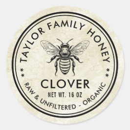 klaverhoningetiket met honingbij ronde sticker
