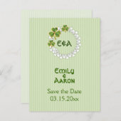 Klaverkrans & initialen bruiloft Save the Date Aankondigingskaart (Voorkant / Achterkant)