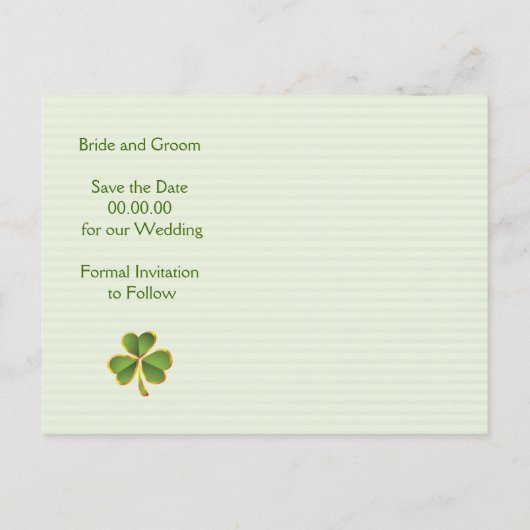 Klaverkrans & initialen bruiloft Save the Date Aankondigingskaart (Achterkant)