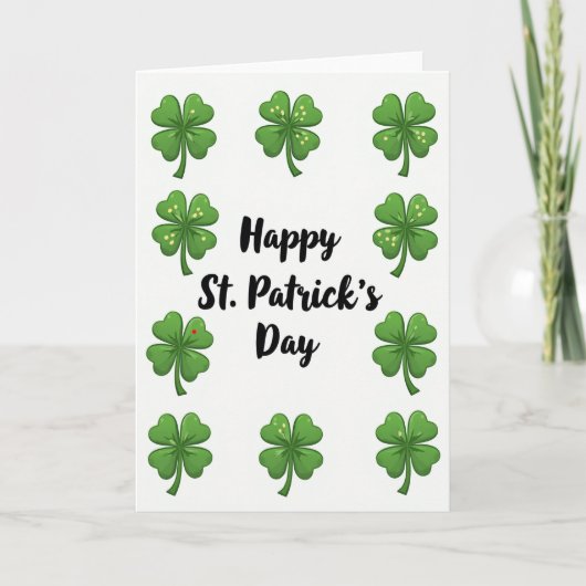 Klaverpatroon Gelukkig St. Patrick Kaart (Voorkant)
