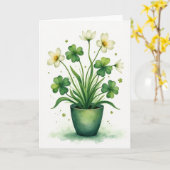 Klaverplant Watercolor Kaart (Gele Bloem)