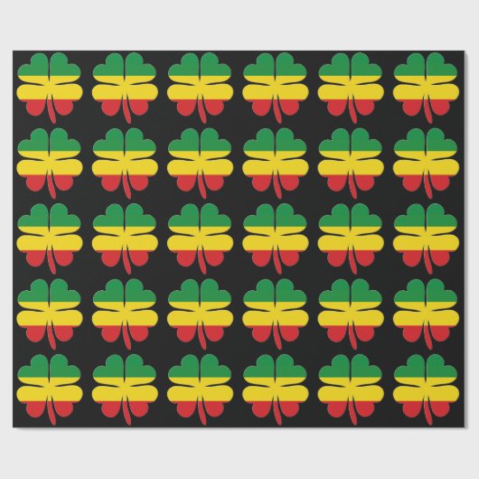 Klavers Patroon in Rood Geel Groen Rasta Cadeaupapier (Vlak)