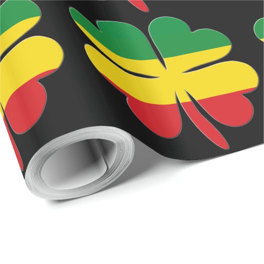 Klavers Patroon in Rood Geel Groen Rasta Cadeaupapier (Rol Hoek)