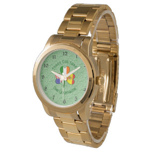 Klavertje drie met Spaanse Ierse Amerikaanse vlagg Horloge