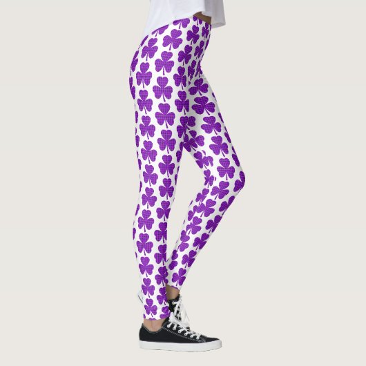 Klavertje Drie Vorm Schotse Ruit Paars Leggings (Rechts)