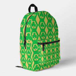Klavertje Groen Geel Zeshoek Patroon Bedrukte Rugzak
