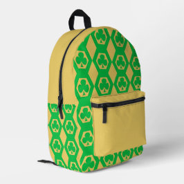Klavertje Groen Geel Zeshoek Patroon Bedrukte Rugzak