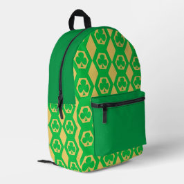 Klavertje Groen Geel Zeshoek Patroon Bedrukte Rugzak