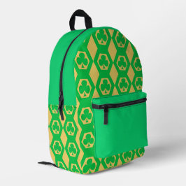 Klavertje Groen Geel Zeshoek Patroon Bedrukte Rugzak