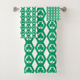 Klavertje Groen Wit Hexagon Patroon Bad Handdoek