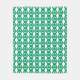 Klavertje Groen Wit Hexagon Patroon Fleece Deken