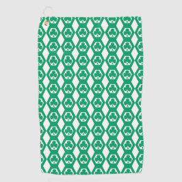 Klavertje Groen Wit Hexagon Patroon Golfhanddoek