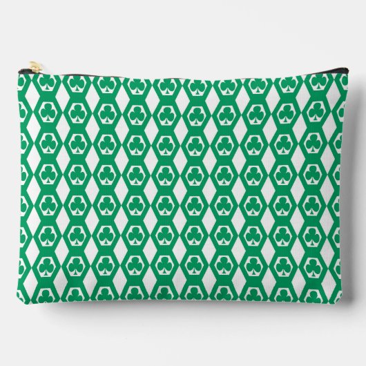 Klavertje Groen Wit Hexagon Patroon Groot Etui (Voorkant)