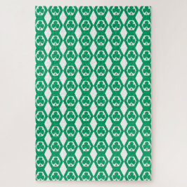 Klavertje Groen Wit Hexagon Patroon Legpuzzel