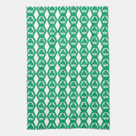 Klavertje Groen Wit Hexagon Patroon Theedoek
