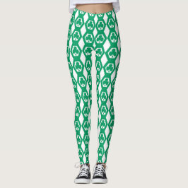 Klavertje Groen Wit Hexagonen Patroon Leggings