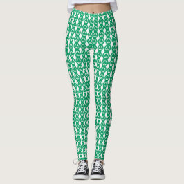 Klavertje Groen Wit Hexagonen Patroon Leggings