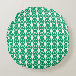 Klavertje Groen Wit Hexagonen Patroon Rond Kussen
