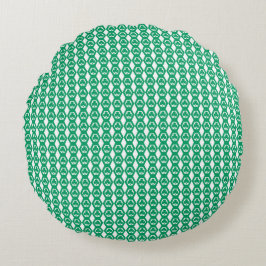 Klavertje Groen Wit Hexagonen Patroon Rond Kussen