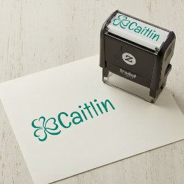 Klavertje met naam handtekening voorgedrukte rubbe  zelfinktende stempel