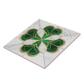 Klavertje met vier bladeren - Groen en Wit Marmer Tegeltje (Zijkant)