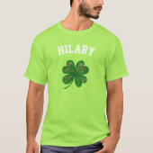 Klavertje Naam Voor en Achter St. Patrick's Dag T-shirt (Voorkant)