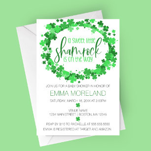 Klavertje onderweg, St Patrick's Day Baby Shower Kaart