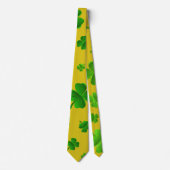 Klavertje op gouden Ierse St. Patrick's Dag Stropdas (Voorkant)