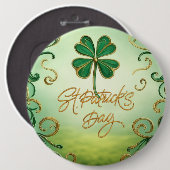 Klavertje Sint-Patrick's Dag Ronde Button 6,0 Cm (Voorkant /achterkant)