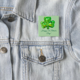 Klavertje St. Patrick's Day Knop Vierkante Button 5,1 Cm