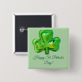 Klavertje St. Patrick's Day Knop Vierkante Button 5,1 Cm (Voorkant /achterkant)
