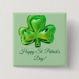Klavertje St. Patrick's Day Knop Vierkante Button 5,1 Cm