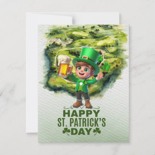 Klavertje vier voor St. Patrick's Day voor golfer Feestdagenkaart